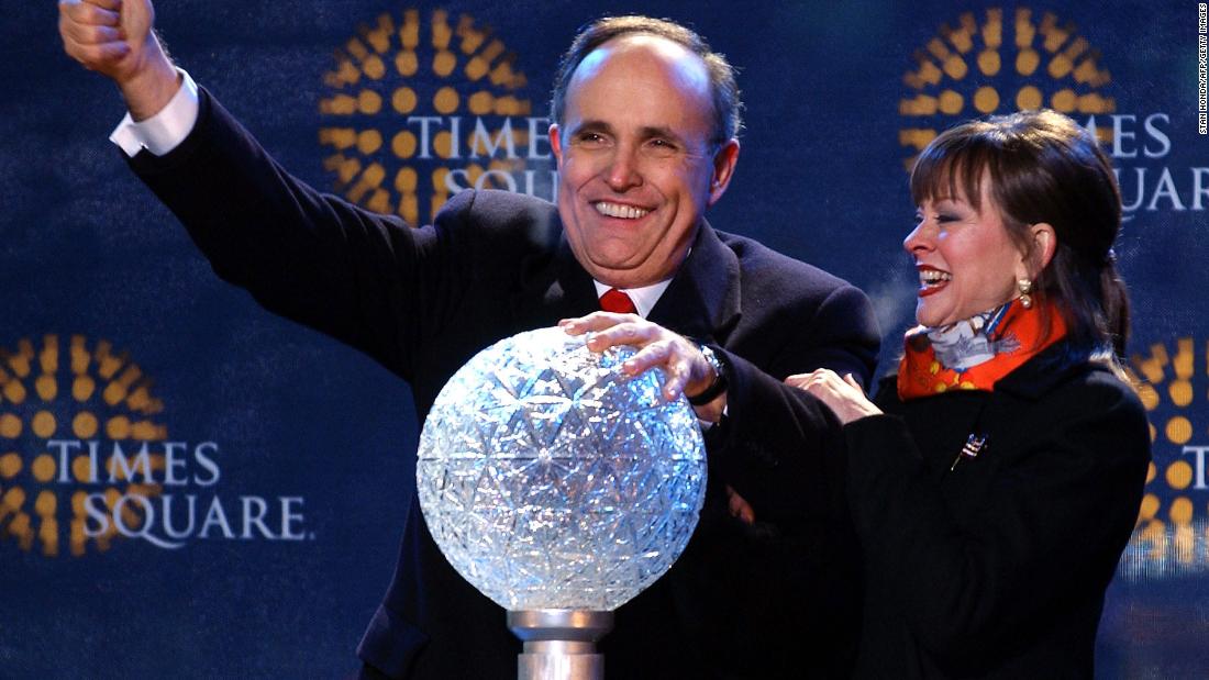 Giuliani and his third wife, Judi, attend New Year&#39;s festivities in New York in 2002. Giuliani&#39;s second and final term had just ended.