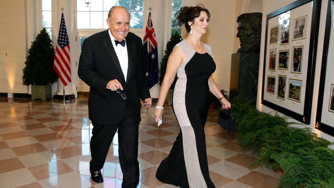 Giuliani and his girlfriend, Maria Ryan, arrive at the White House for a state dinner with Australian Prime Minister Scott Morrison in September 2019.