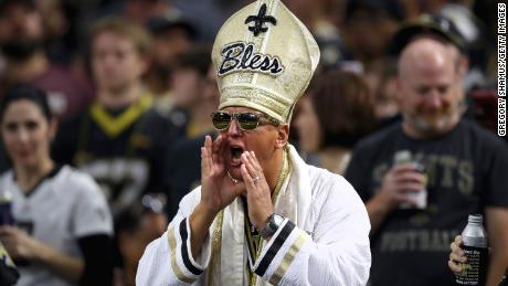 A New Orleans Saints fan cheers on November 4, 2018 in New Orleans, Louisiana.