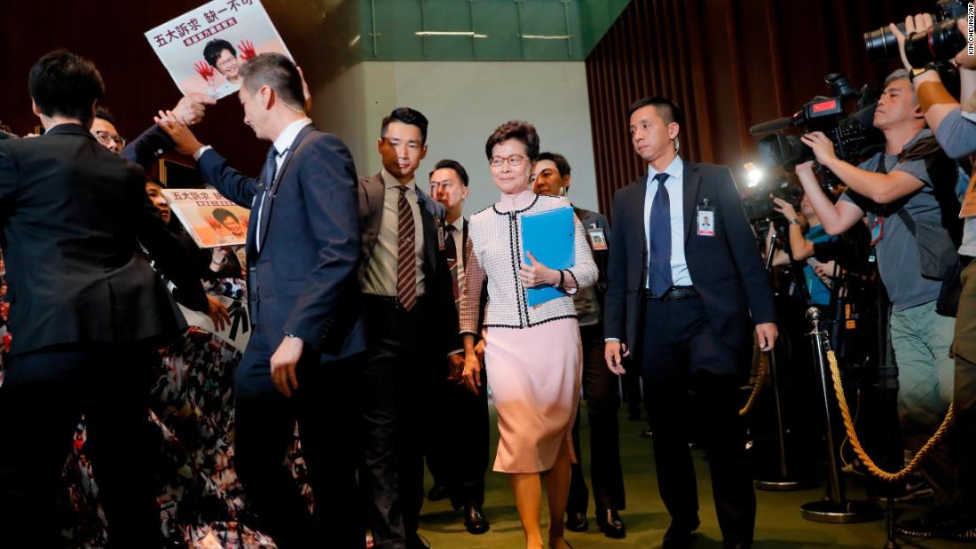 Lam arrives at the Legislative Council on October 16. 