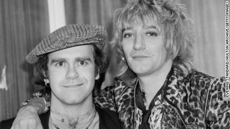 Elton John with Rod Stewart in London in 1978. 