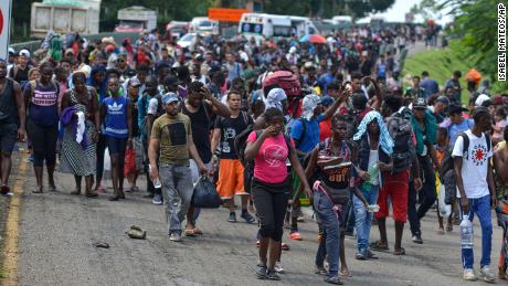 Migrants from Africa, Cuba, Haiti, and other Central American countries set out from Tapachula, Mexico, on October 12, hoping eventually to make it to the US-Mexico border. 