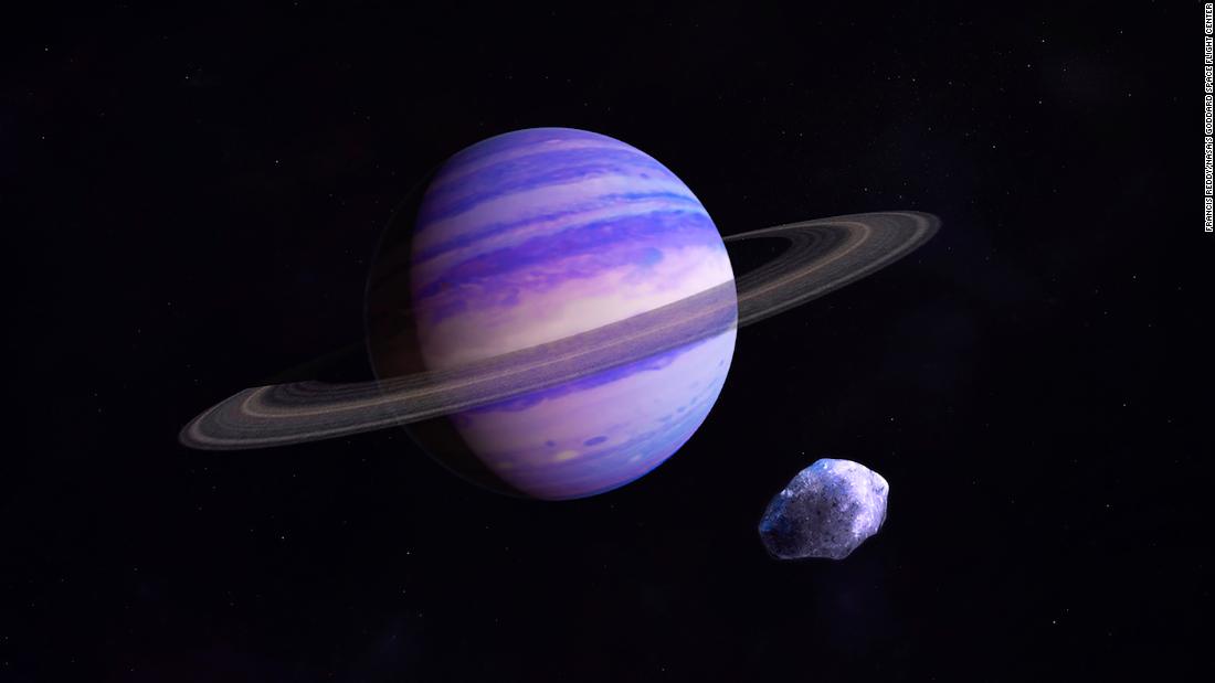 This is an artist&#39;s illustration of a Neptune-type exoplanet in the icy outer reaches of its star system. It could look something like a large, newly discovered gas giant that takes about 20 years to orbit a star 11 light years away from Earth.