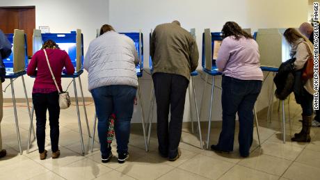 Voters cast ballots at a polling station in Wauwatosa, Wisconsin, on Tuesday, Nov. 6, 2018.