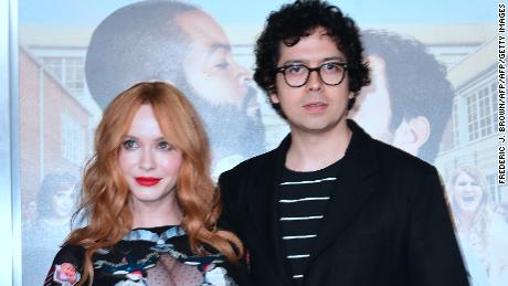 Christina Hendricks arrives with Geoffrey Arend for the world premiere of the film &quot;Fist Fight&quot; in Los Angeles, California, on February 13, 2017. 