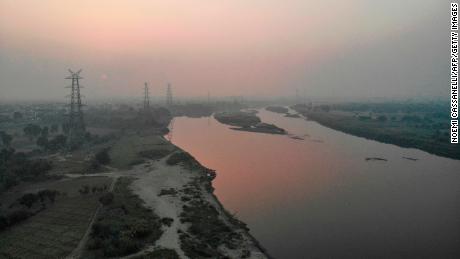 The Yamuna River on a polluted day in New Delhi on October 18, 2019.