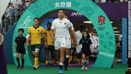 Jonny May had the honor of leading England out on his 50th international cap.