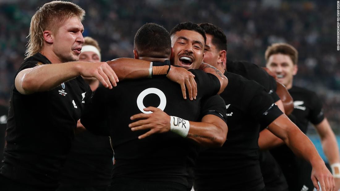 Rugby World Cup All Blacks reach semifinals with seventry demolition