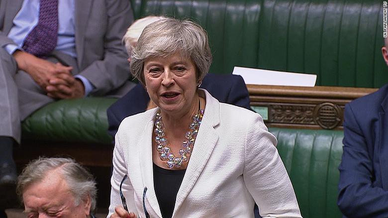 Theresa May gave enthusiastic backing to her successor, Boris Johnson.