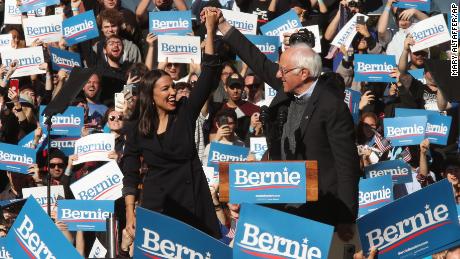 Alexandria Ocasio-Cortez endorses Bernie Sanders at his &#39;Bernie&#39;s Back&#39; rally in New York