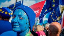 Michela Beltracchi, an Italian who has lived in the UK for over 10 years, protests as part of the People's Vote Rally on October 19, 2019 in London, England. 