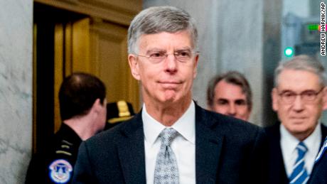 Former Ambassador William Taylor leaves a closed door meeting after testifying as part of the House impeachment inquiry into President Donald Trump, on Capitol Hill in Washington, Tuesday, Oct. 22, 2019. (AP Photo/Andrew Harnik)