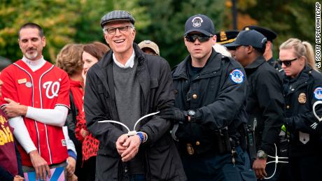 Actor Ted Danson is arrested at the Capitol for blocking the street.