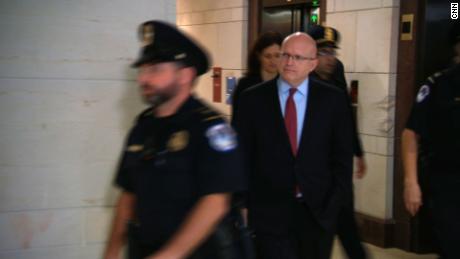 Assistant Secretary of State Philip Reeker is seen arriving Saturday morning for his closed-door deposition on Capitol HIll as part of the House-led impeachment investigation.