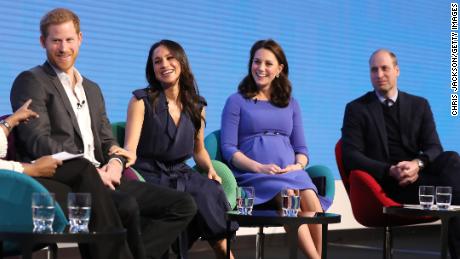 Harry, Meghan, Kate and William attend a Royal Foundation event on February 28, 2018 in London, England. 