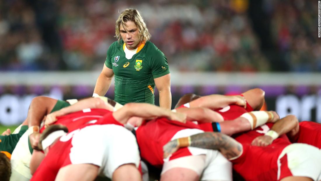 South Africa scrum-half Faf de Klerk on the prowl during the semifinal against Wales. 