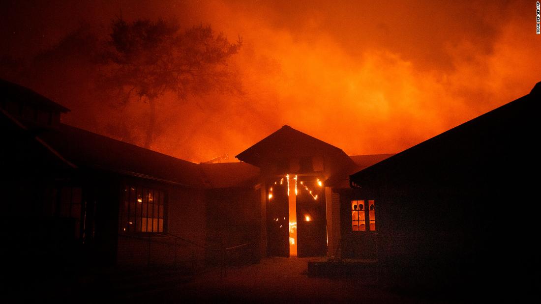 The Soda Rock Winery burns in the Kincade Fire.