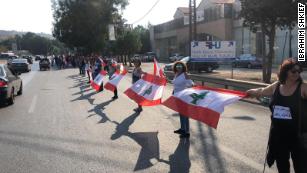 Protesters in Lebanon formed a human chain across the entire country