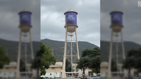   The famous Warner Bros. tower has been updated for Tueday's big event. 