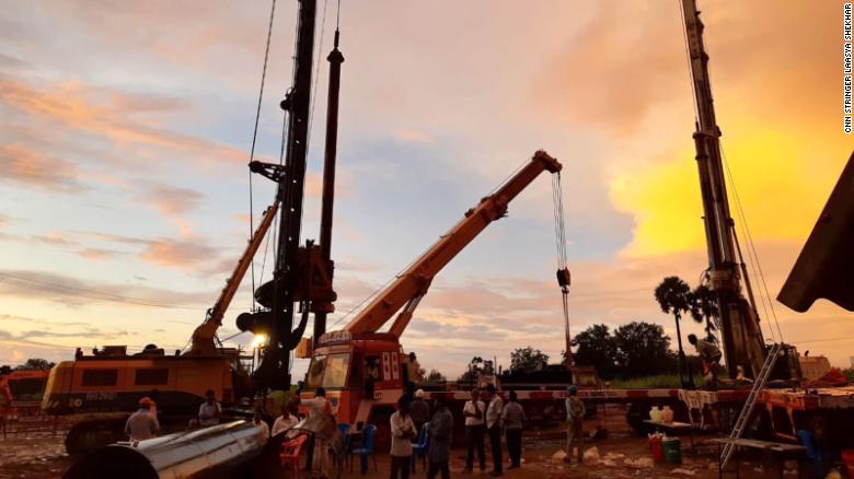 Rescuers drilled a shaft parallel to the well to try and free the trapped boy.