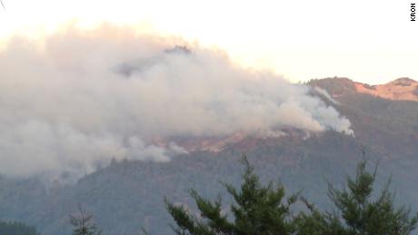 The Kincade Fire burns in the hills near Middletown in California's Lake County on Tuesday. 