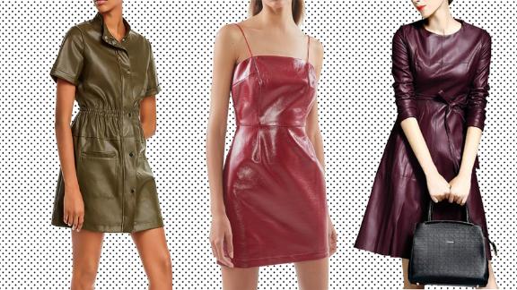 red faux leather dress