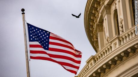 An American flag flies at the U.S. Capitol on October 30, 2019 in Washington, DC. 