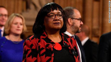 LONDON, ENGLAND - OCTOBER 14: Labour Party Shadow Home Sedretary Diane Abbott walks through the Central Lobby back to the House of Commons after the Queen&#39;s Speech during the State Opening of Parliament at the Palace of Westminster on October 14, 2019 in London, England. The Queen&#39;s speech is expected to announce plans to end the free movement of EU citizens to the UK after Brexit, new laws on crime, health and the environment. (Photo by Daniel Leal-Olivas - WPA Pool / Getty Images)