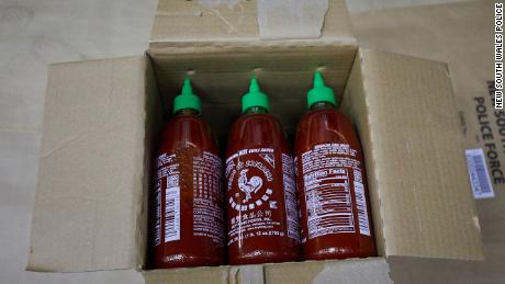 The meth smuggled inside Sriracha bottles was destined for a Sydney drugs lab, police said. 