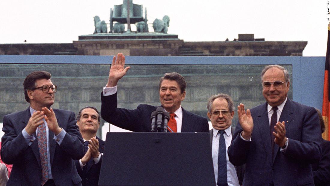 United States President Ronald Reagan delivers his famous speech in front of the Brandenburg Gate in 1987, urging his Soviet counterpart: &quot;Mr. Gorbachev, tear down this wall!&#39; 