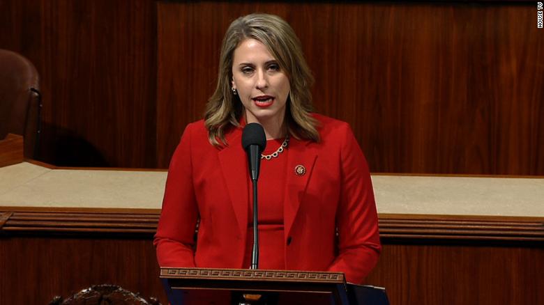 Rep. Katie Hill speaks on the House floor on Thursday. 