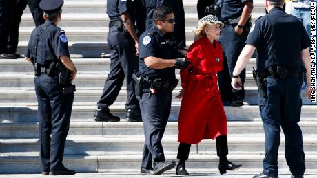 Fonda, 81, was one of 16 people charged with unlawfully demonstrating on the East Front of the Capitol.