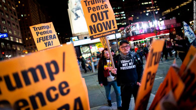 People take part in a protest against President Donald Trump and his administration policies at Madison Square Garden on Saturday, Nov. 2, 2019, in New York. (AP Photo/Eduardo Munoz Alvarez)