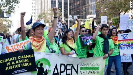 APEN campaigners march at the Rise For Climate, Jobs, and Justice march in San Francisco in September 2018.