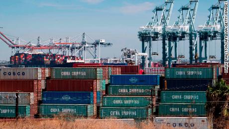 Shipping containers from China and other Asian countries are unloaded at the Port of Los Angeles as the trade war continues between China and the US, in Long Beach, California on September 14, 2019. - China announced it will exempt soybeans and pork from its retaliatory tariffs, a hugely symbolic move to appease Trump ahead of a new round of talks due next month. (Photo by Mark RALSTON / AFP)        (Photo credit should read MARK RALSTON/AFP via Getty Images)