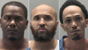 Nathan S. Goddard Jr., left; Cahke W. Cortner Sr., center; and Lionel L. Combs, right, were arrested after a drug-raid that left an Ohio officer in &quot;grave&quot; condition. 