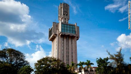 The Russian Embassy stands in the Miramar neighborhood of Havana, Cuba.