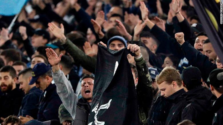Lazio fans appear to make Nazi salutes during their game against Celtic in the Europa League, in Rome&#39;s Olympic Stadium on Thursday, November 7.