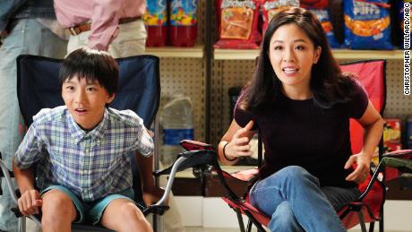 Constance Wu, right, alongside Ian Chen. Wu plays matriarch Jessica Huang in &quot;Fresh Off The Boat,&quot; and Chen plays one of her sons, Evan.