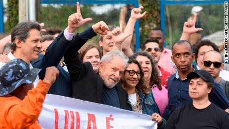 The former president was greeted by crowds of supporters when he left the prison.