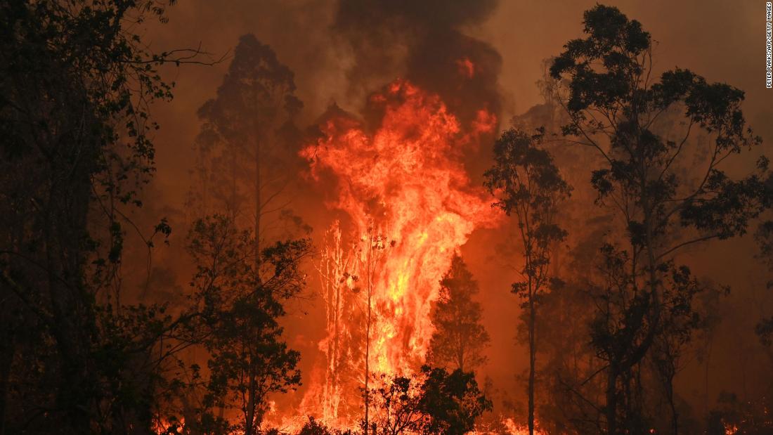 A fire rages in Bobin on November 9.