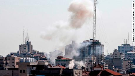 Smoke is seen Gaza City following an Israeli strike on November 12.