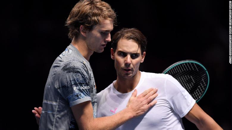 Alexander Zverev (left) defeated Rafa Nadal in straight sets in their ATP Finals encounter.