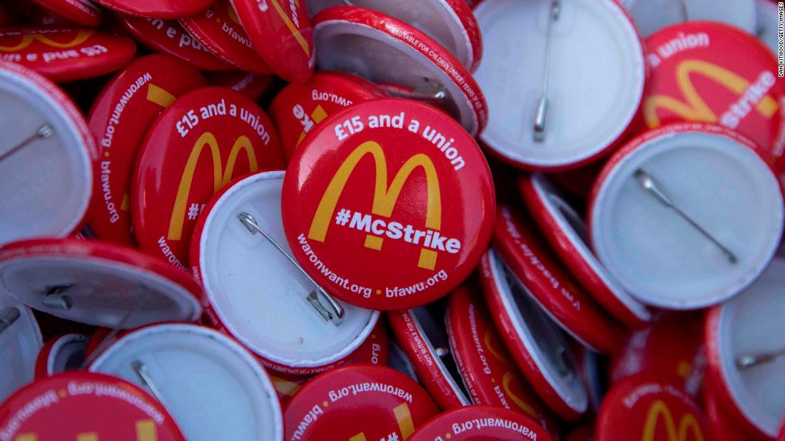 McDonald's workers strike in London to demand higher pay - CNN