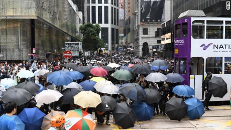 Protesters gather in Central, a business district in Hong Kong, on November 12, 2019.