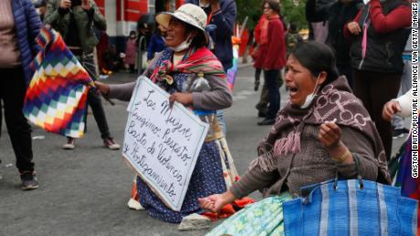 Indigenous Bolivians take to the streets in support of former President Evo Morales.