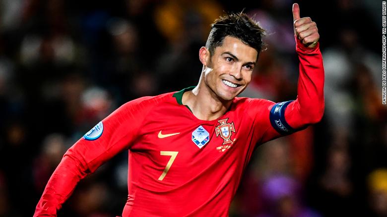 Portugal&#39;s forward Cristiano Ronaldo now has 98 international goals. 