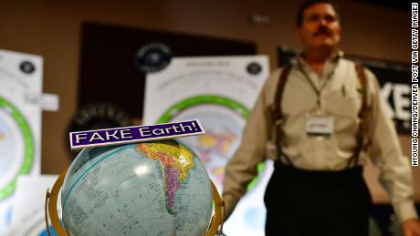 A merchandise stall at last year&#39;s Flat Earth International Conference in Denver, Colorado.