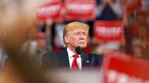 BOSSIER CITY, LOUISIANA - NOVEMBER 14: U.S. President Donald Trump pauses while speaking during a rally at CenturyLink Center on November 14, 2019 in Bossier City, Louisiana. President Trump headlined the rally to support Louisiana Republican gubernatorial candidate Eddie Rispone, who is looking to unseat incumbent Democratic Gov. John Bel Edwards. (Photo by Matt Sullivan/Getty Images)