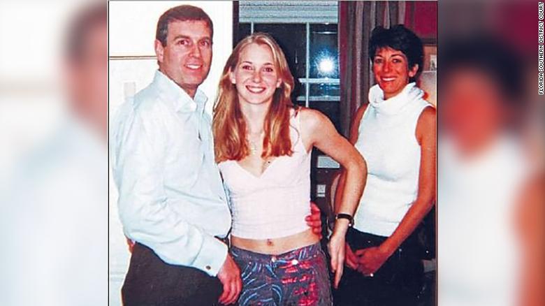 A photograph which appears to show Prince Andrew with Jeffrey Epstein&#39;s accuser Virgina Guiffre, and Ghislaine Maxwell.